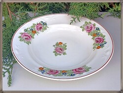 Lukafai üveggyári raktár PÉCSETT rózsa mintás antik porcelán fali tányér dísztányér