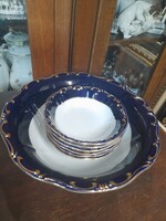 Zsolnay Barokk Tollazott Pompadour III. 6 Személyes Kompótos Porcelán Készlet.