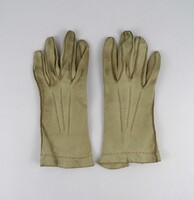 1V667 Old Small Light Khaki Elegant Women's Leather Gloves