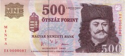 500 forint 2003 MINTA UNC nagyon alacsony sorszám "0000087"