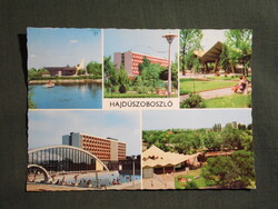 Képeslap,Hajdúszoboszló,mozaik,gyógyfürdő,strand,medence,szálló,üdülő látkép,részlet, 1976-