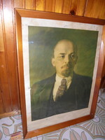 Retro Lenin kép /nyomat/ keretezve, üveg alatt