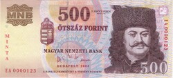 500 forint 2005 MINTA UNC alacsony sorszám "0000123"