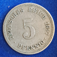 1897 " A" Verdejel - Berlin Deutsches Reich 5 pfennig Németország (183)