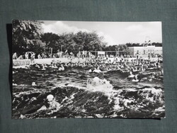 Képeslap,Hajdúszoboszló,gyógyfürdő,strand,medence látkép,részlet, 1963-