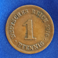 1916..  "D" Verdejel - Deutsches Reich 1 pfennig Németország (236)