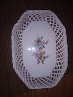 Bodrogkeresztúri kerámia fonott kosár. 21,8 cm. Jelzett