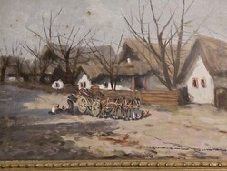 Németh György (1888-1962): Tanyasi életkép eredeti festmény