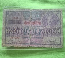 Zehntausend Kronen, Ein Schilling, 1924., Wien,  10.000 korona, 1 Schilling,  papírpénz,  bankjegy