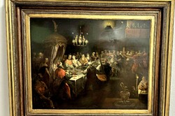 Jan Harmesz Muller: Belsazar lakomája olaj-fa 60×77 cm. Védett fetmény