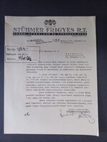 Stühmer Frigyes R.T. levele az Alfa Separator R.T-nek hűzőszekrény ügyében 1936