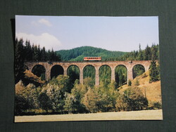 Képeslap,Szlovákia,ZSR vasút,810 motorvonat,Telgárti viadukt,2003-