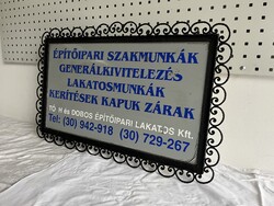Kovácsoltvas cégér tábla keret akár képkeret