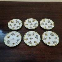 6 db Herendi Viktória mintás porcelán süteményes vagy zsemle tányér készlet