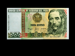 UNC - 1000 INTIS - PERU - 1988 - Az Elnök képmásával! (olvass!)