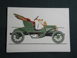 Képeslap,Darvas Árpád grafika,Oris,1908 veterán autó,1969-