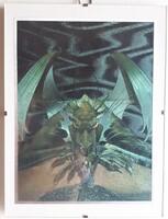 Színváltós, hologram hatású kép: sárkány