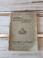 Koestlin recept füzet az 1930-as évekből, ritka kis méretű kiadvány