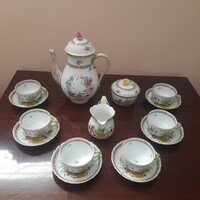 Herendi színes Indiai kosármintás porcelán teáskészlet, teás készlet