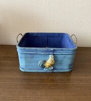 Fából készült igazán aranyos kakas motívumos doboz/kosár