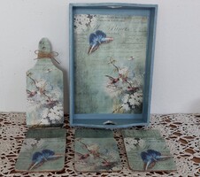 Tálca, falidísz, poháralátét szett