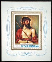 Rb65 / Románia 1968 Festmények blokk postatiszta gumi nélküli kiadás