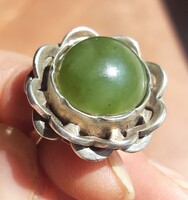 Jade köves régi ezüst gyűrű - 60- as méret