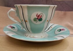 Antik porcelán teáscsésze tányérral, angol csésze (M5489)