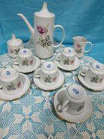 Bazsarózsás, alföldi  porcelán kávés készlet