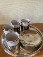 Ezüstözött porcelán kávés készlet