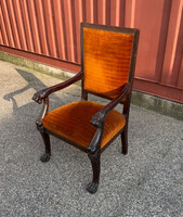 120 cm oroszlános trón szék karosszék íróasztal oroszlánfejes oroszlánlábas