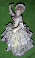 Antik 19. sz jelzésű német porcelán Unterweissbach mini barokk Balerina figura 10 cm képek szerint