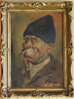 Kasznár Ring Jenő (1875-) : Öreg pipás