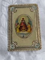 Régi litho Mária szentkép cakkos szélű dombornyomott aranyozott.