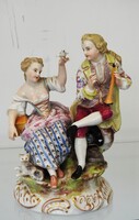 Antik Porcelán Jegyespár 19.sz.  Jelzett, hibátlan, eredeti, kézzel festett!