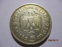 Német ezüst 5 reichsmark 1936J Hindenburg  XF RR