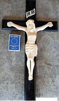 2.) Antik, CSONT Jézus Krisztus (19 cm, hatalmas méretek!), 35 cm-es