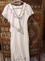 ANTIK BATIK  , vintege stílusú luxusmárkás női S-M-es fehér maxi nyári ruha, pamut, új, cimkés