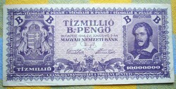 Bankjegy Tíz millió "B" Pengő RITKA 1946