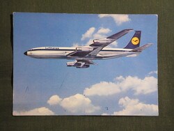 Képeslap,Németország,Lufthansa,Boeing 707 repülőgép,1973-