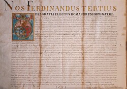 III. Ferdinánd nemesi oklevele! 18/19. századi ritka másolat! 50x71cm. Kézzel írt, kézzel festett!