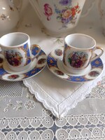 Jelenetes Fine porcelán kávés csésze szett