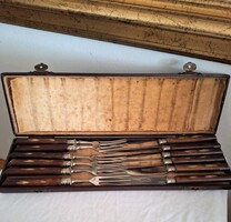 Antik szarunyeles 12 személyes evőeszköz készlet