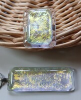 Egyedi kézműves színjátszó Dichroic üveg medál nyakláncon + gyűrű