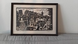 Szepes Gyula (1902-1992): Párizs, linómetszetek 2 db, 1966