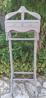 Wooden Coat Rack with 2 Drawers and Small Shelf, in Medium Gray