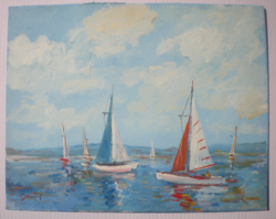 NEMZETKÖZILEG ELISMERT FESTŐMŰVÉSZ  BÁNFI JÓZSEF . CSODÁLATOS  43 cm X 33 cm FESTMÉNY