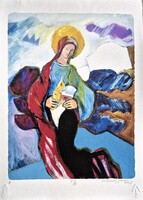 Aknay János - Templomvédő angyal 42 x 30 cm computer print, merített papír