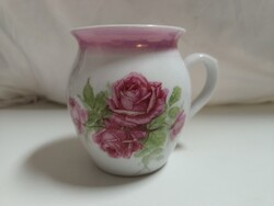 Zsolnay porcelán rózsás hasas bögre, csupor