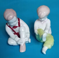 2 aquincumi gyermek figura , kisfiú kislány